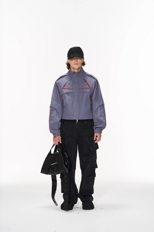 BLIND NO PLAN Color Blocking Short Jacket