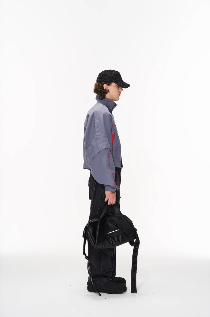 BLIND NO PLAN Color Blocking Short Jacket