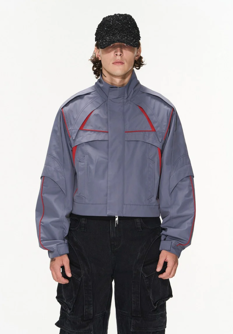 BLIND NO PLAN Color Blocking Short Jacket