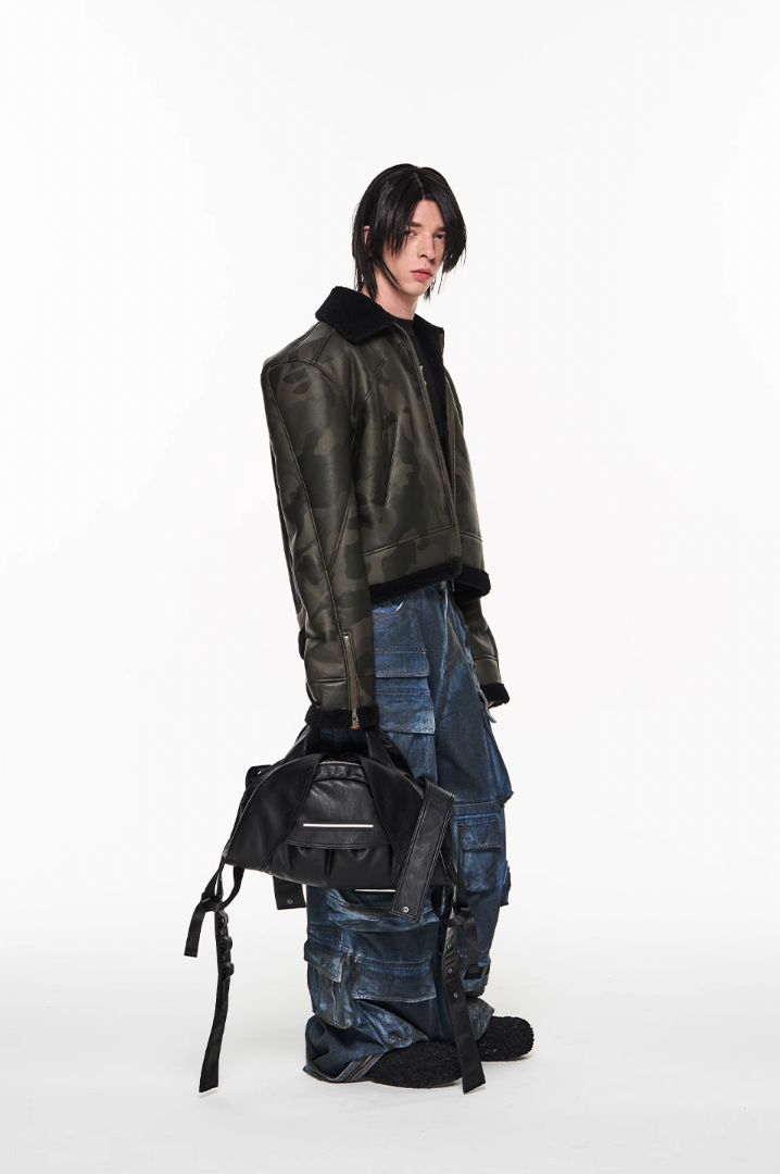 BLIND NO PLAN Camouflage Lambswool Short Jacket