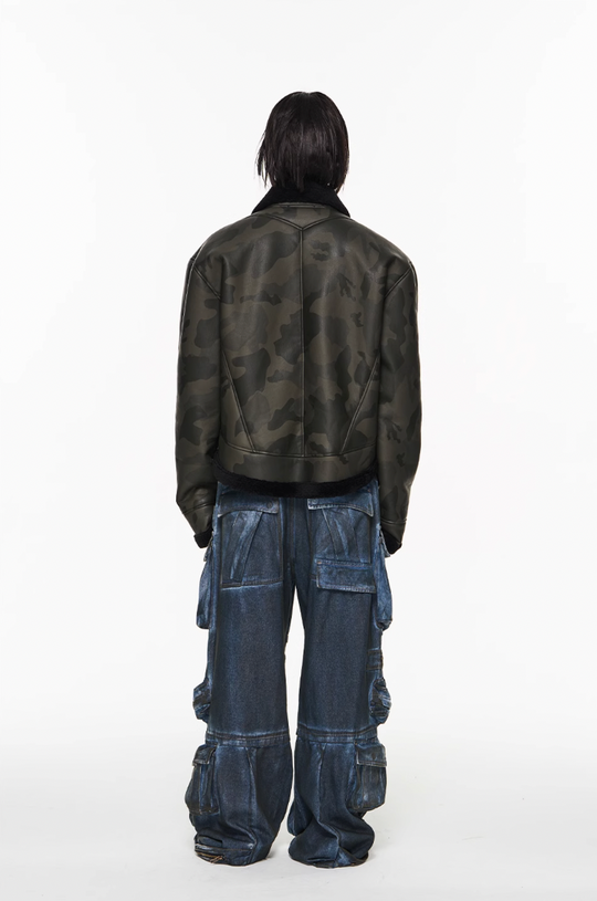 BLIND NO PLAN Camouflage Lambswool Short Jacket