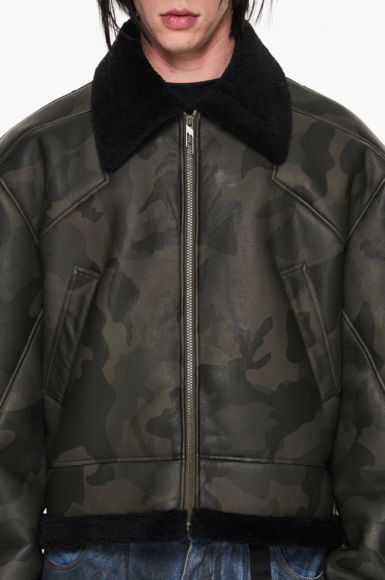 BLIND NO PLAN Camouflage Lambswool Short Jacket