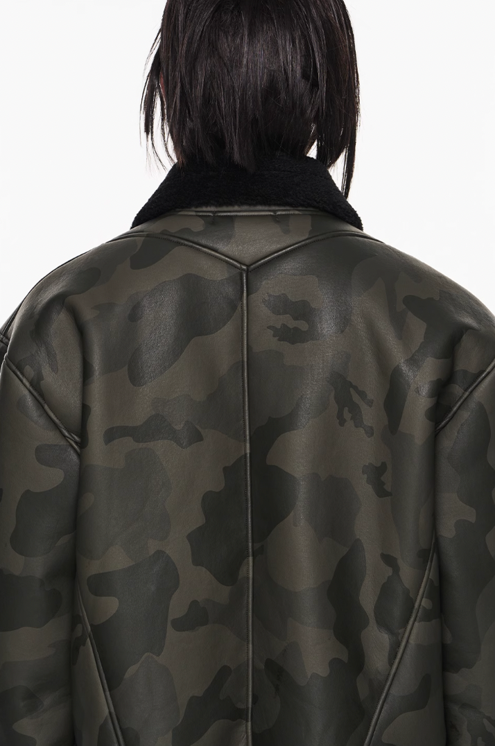 BLIND NO PLAN Camouflage Lambswool Short Jacket