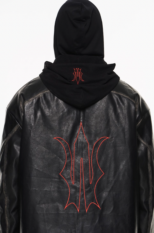 BLIND NO PLAN Distressed Stitching Leather Jacket