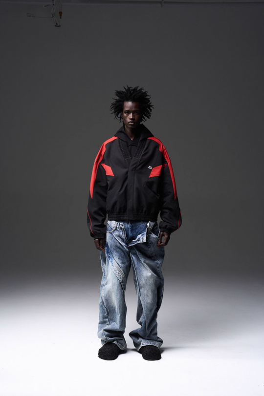 BLIND NO PLAN Color Blocked Drawstring Jacket