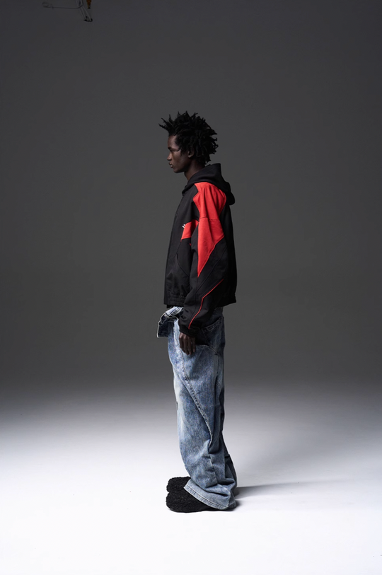 BLIND NO PLAN Color Blocked Drawstring Jacket