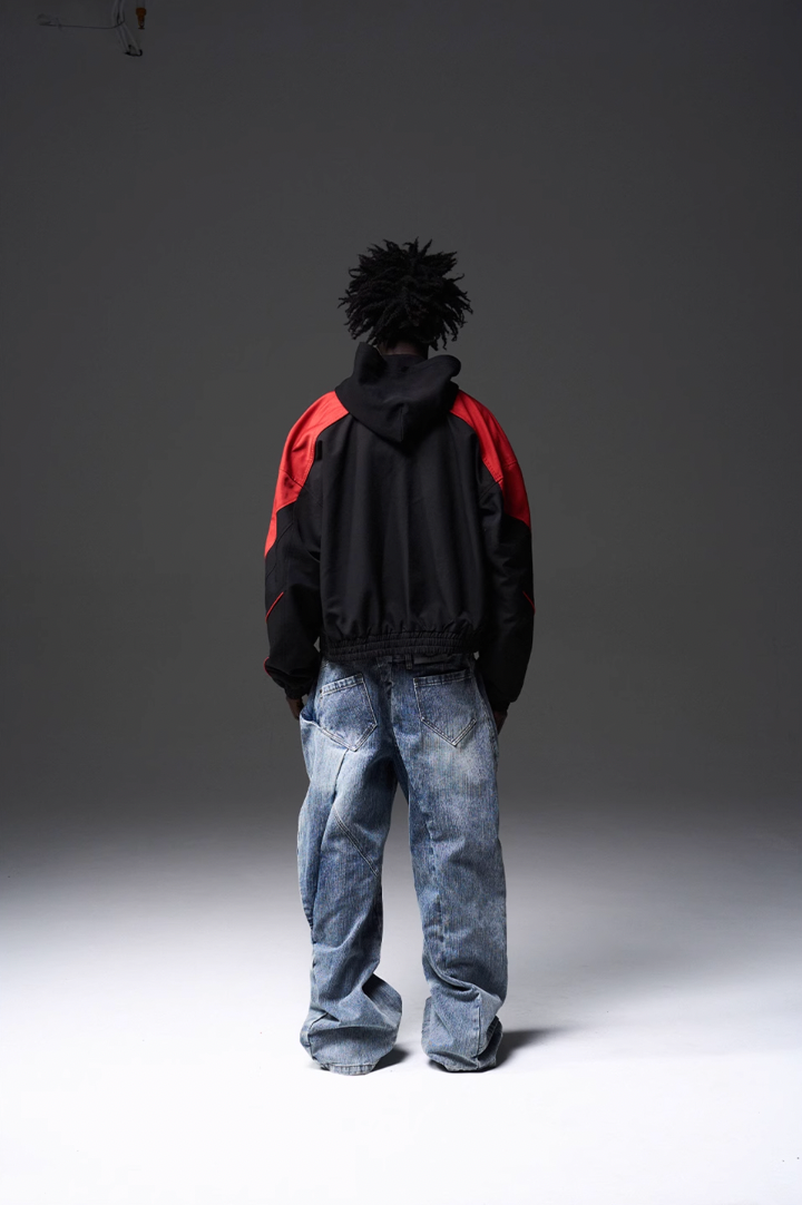 BLIND NO PLAN Color Blocked Drawstring Jacket