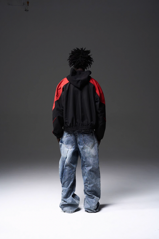 BLIND NO PLAN Color Blocked Drawstring Jacket