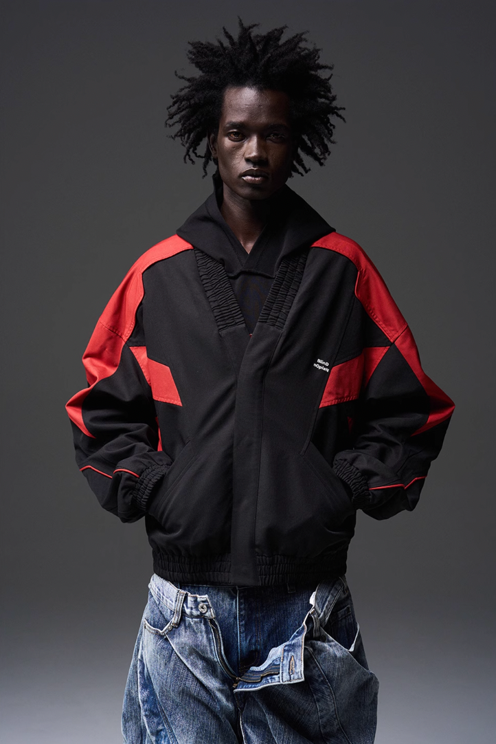 BLIND NO PLAN Color Blocked Drawstring Jacket