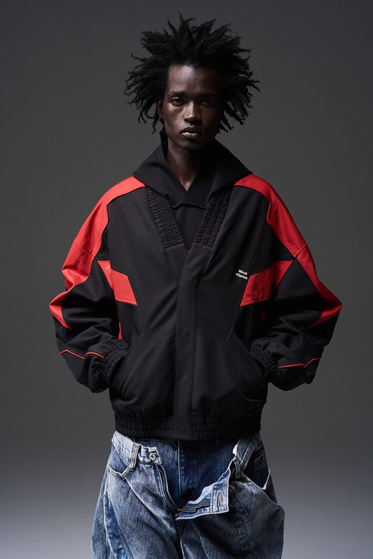 BLIND NO PLAN Color Blocked Drawstring Jacket