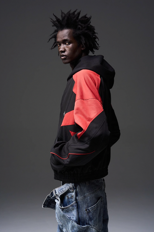 BLIND NO PLAN Color Blocked Drawstring Jacket