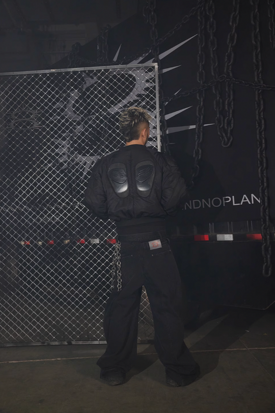 BLIND NO PLAN x BLACK8 Heavy Craft Armor Device Bomber Jacket