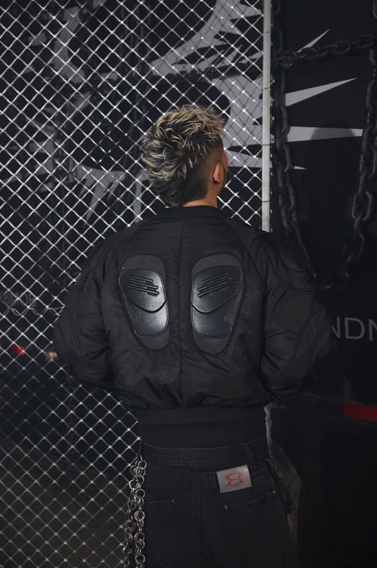 BLIND NO PLAN x BLACK8 Heavy Craft Armor Device Bomber Jacket