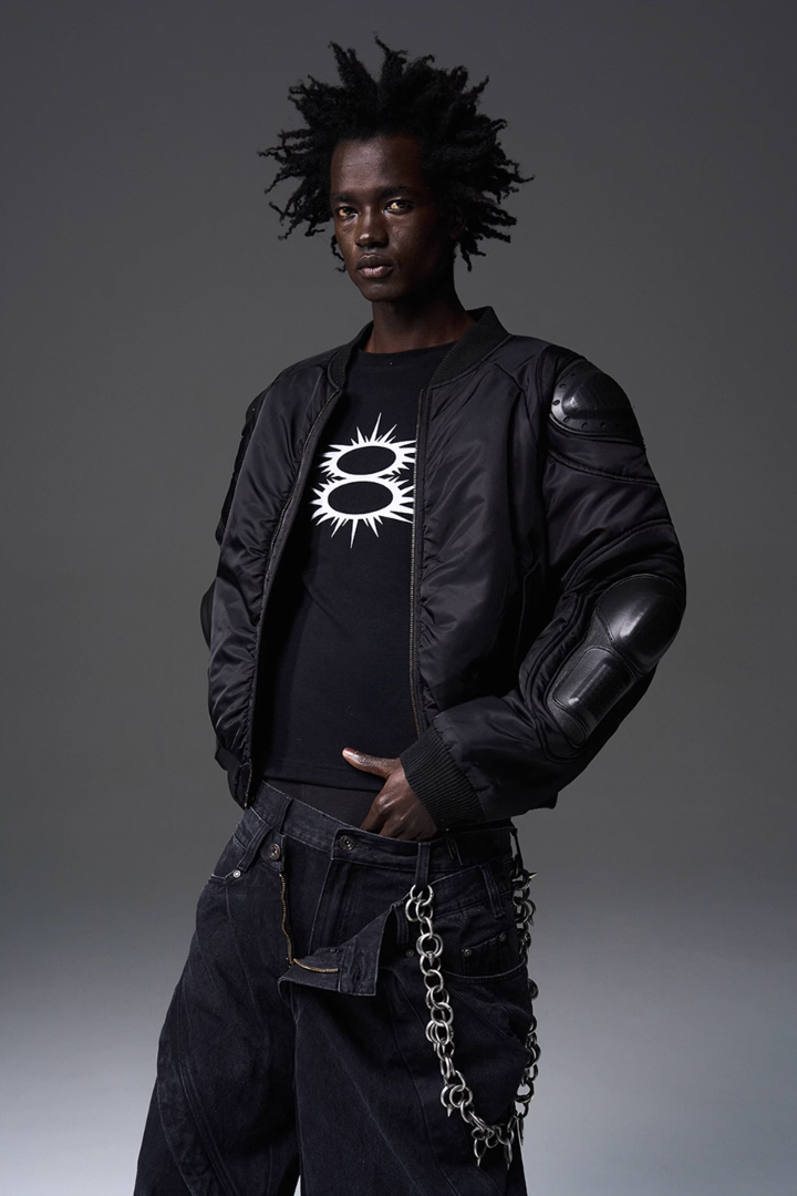 BLIND NO PLAN x BLACK8 Heavy Craft Armor Device Bomber Jacket