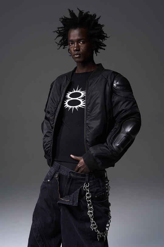 BLIND NO PLAN x BLACK8 Heavy Craft Armor Device Bomber Jacket