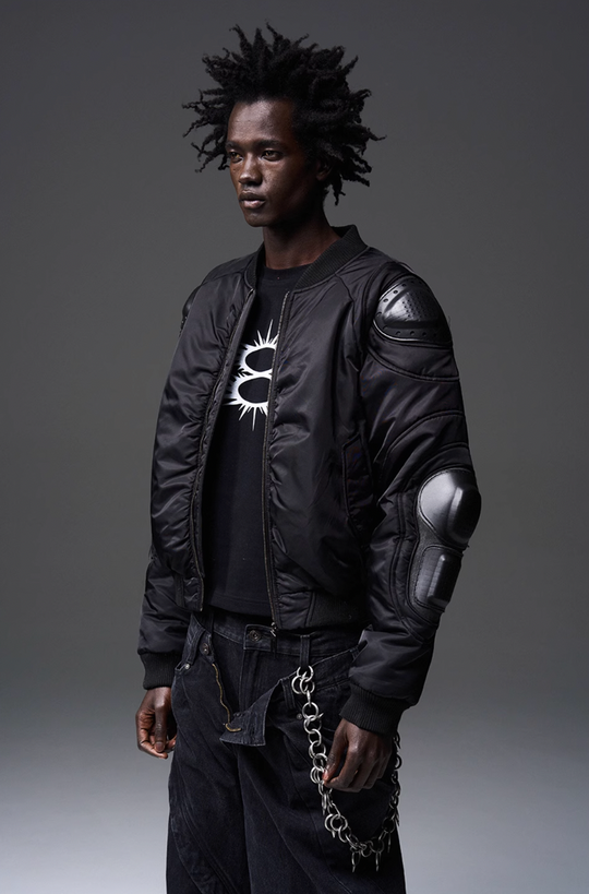 BLIND NO PLAN x BLACK8 Heavy Craft Armor Device Bomber Jacket