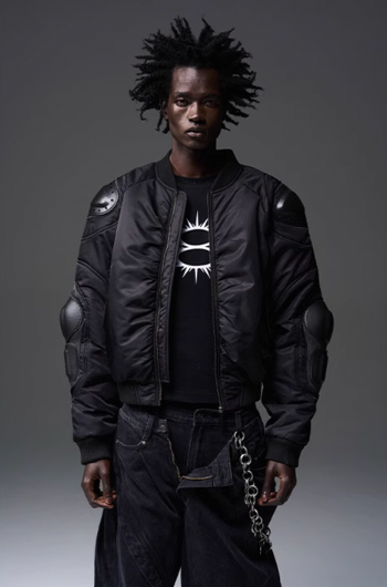 BLIND NO PLAN x BLACK8 Heavy Craft Armor Device Bomber Jacket