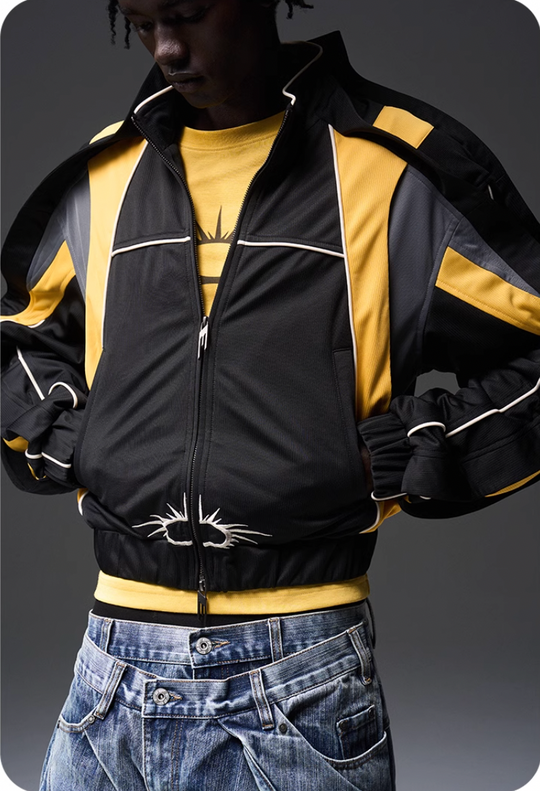 BLIND NO PLAN x BLACK8 Color Blocked Short Sports Jacket