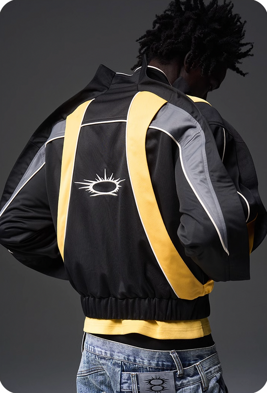 BLIND NO PLAN x BLACK8 Color Blocked Short Sports Jacket