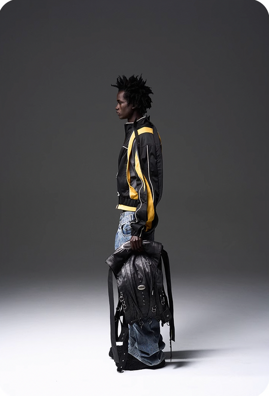 BLIND NO PLAN x BLACK8 Color Blocked Short Sports Jacket