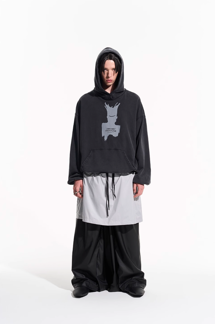 BLIND NO PLAN Patterned Printed Washed Hoodie