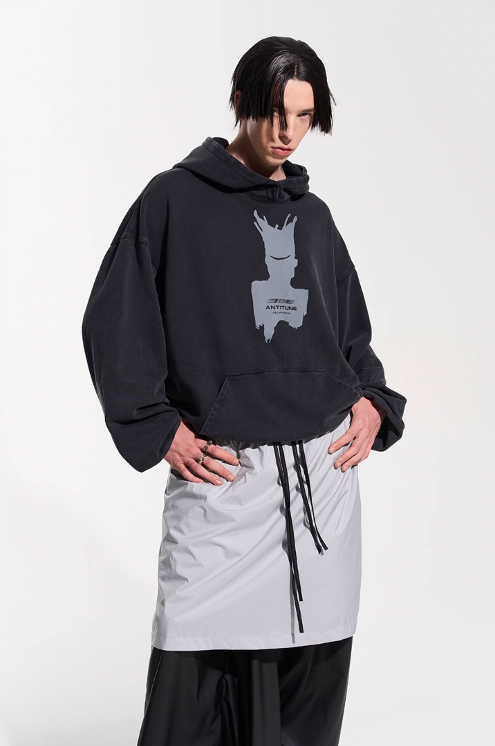 BLIND NO PLAN Patterned Printed Washed Hoodie