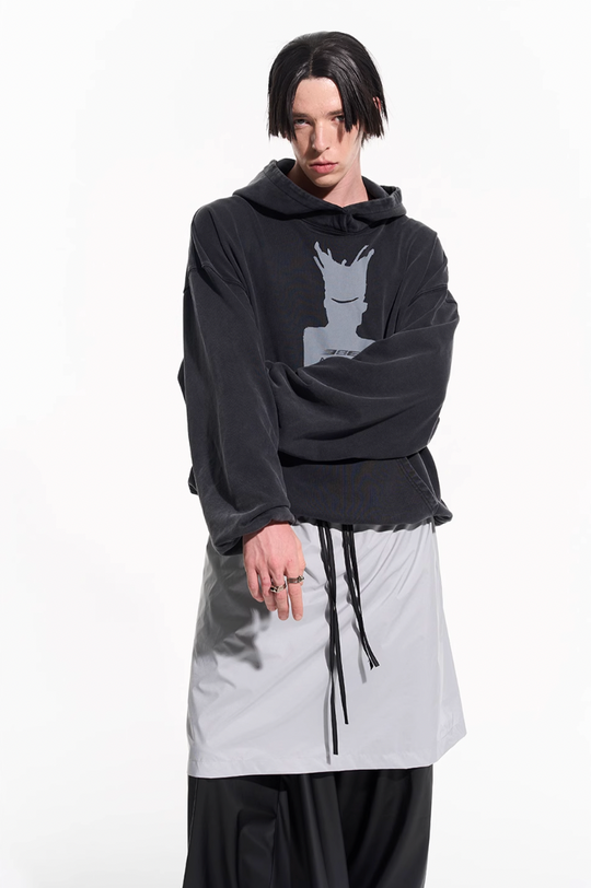 BLIND NO PLAN Patterned Printed Washed Hoodie