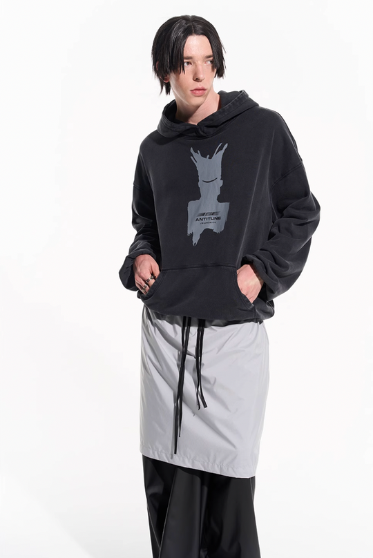 BLIND NO PLAN Patterned Printed Washed Hoodie