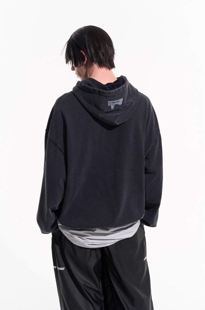 BLIND NO PLAN Patterned Printed Washed Hoodie