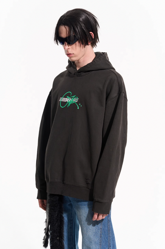 BLIND NO PLAN Washed Big Printed Letters Hoodie