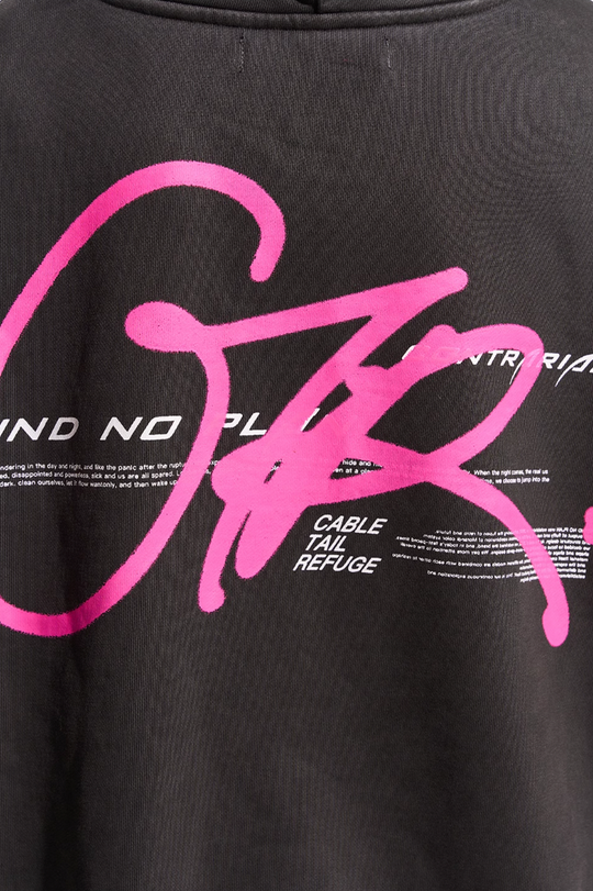 BLIND NO PLAN Washed Big Printed Letters Hoodie