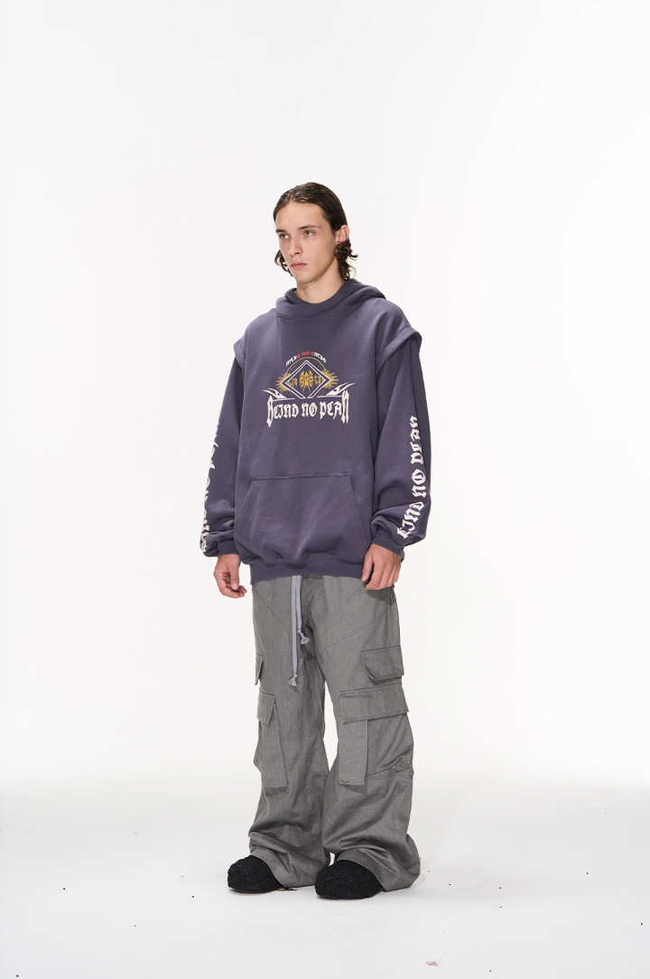 BLIND NO PLAN Fake Two Printed Hoodie