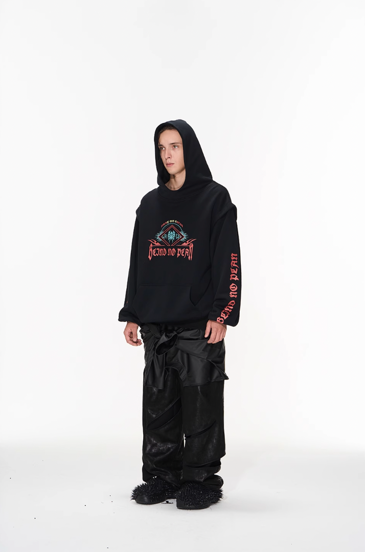 BLIND NO PLAN Fake Two Printed Hoodie