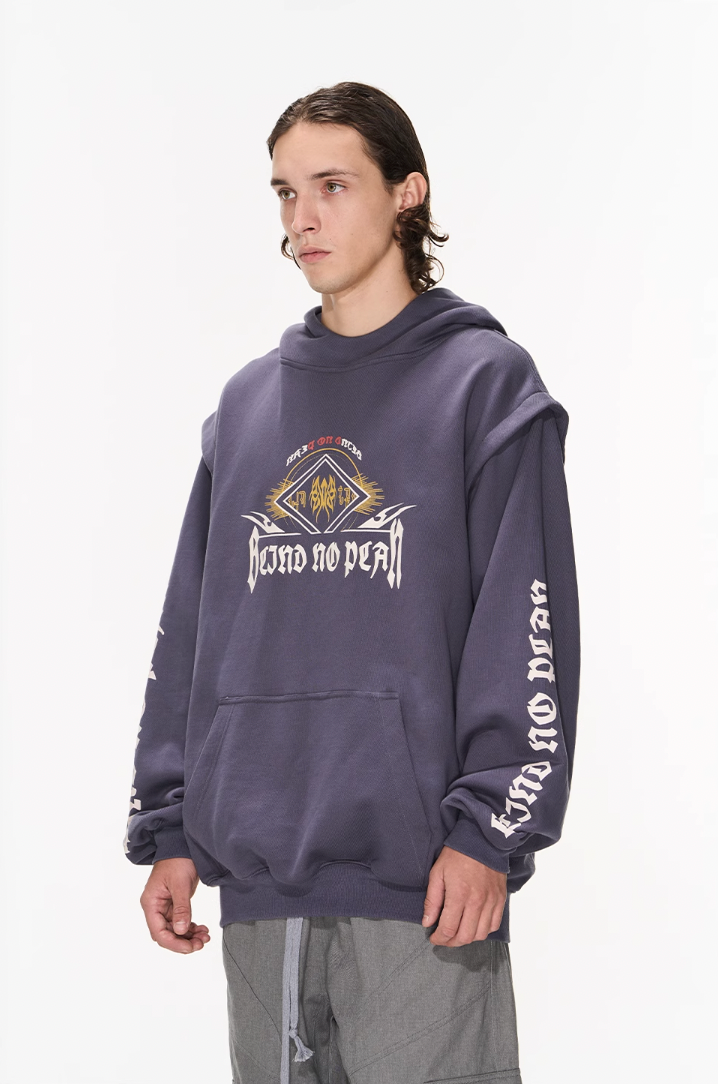 BLIND NO PLAN Fake Two Printed Hoodie