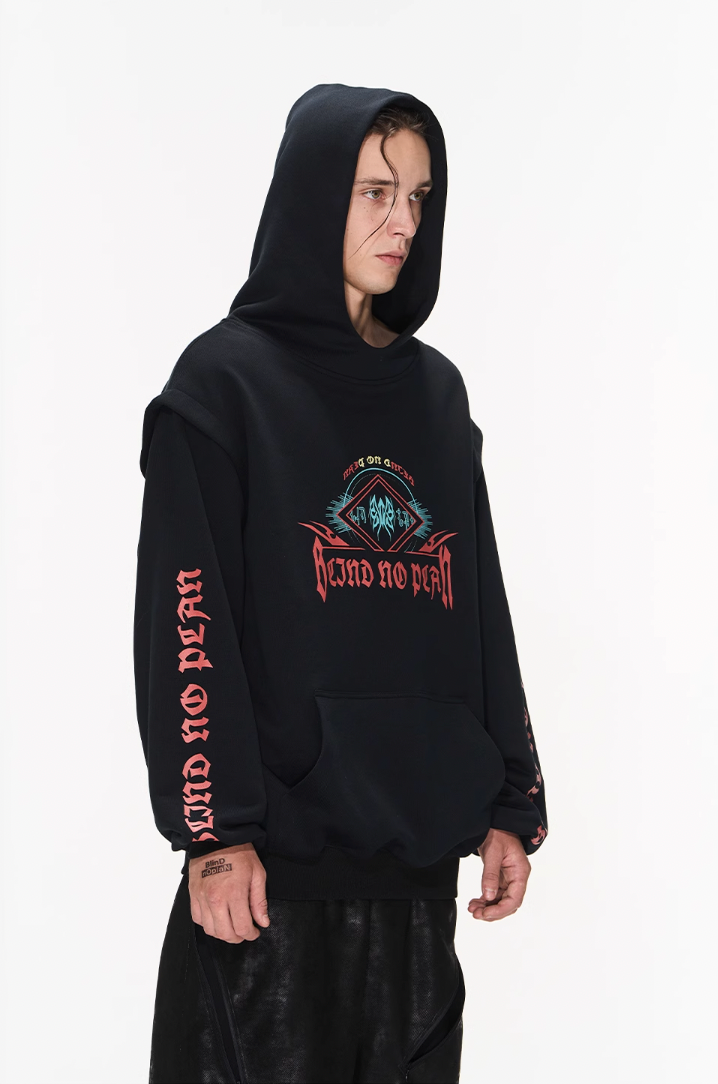 BLIND NO PLAN Fake Two Printed Hoodie