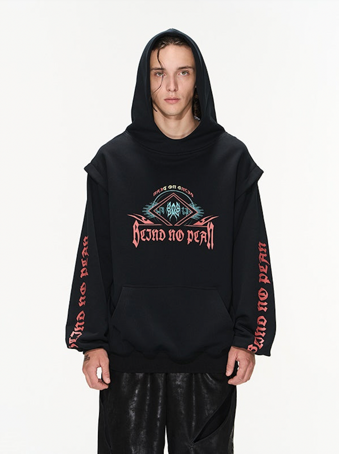 BLIND NO PLAN Fake Two Printed Hoodie