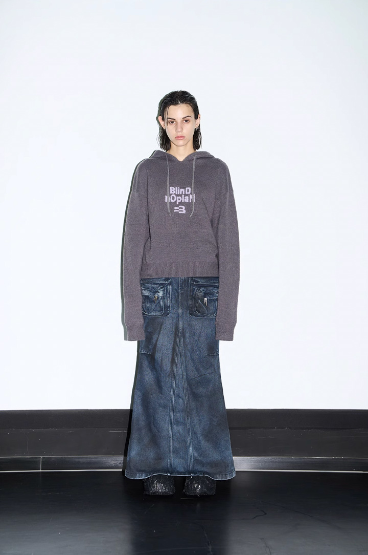 BLIND NO PLAN Basic LOGO Knit Hoodie