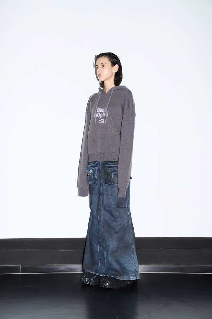 BLIND NO PLAN Basic LOGO Knit Hoodie