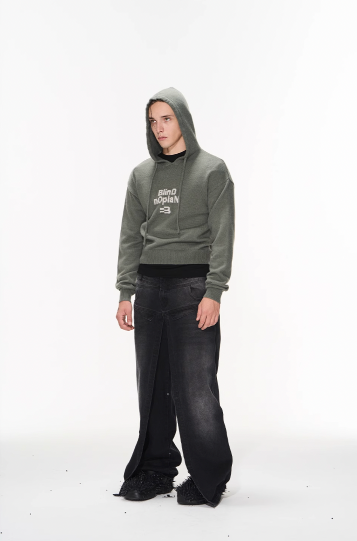 BLIND NO PLAN Basic LOGO Knit Hoodie