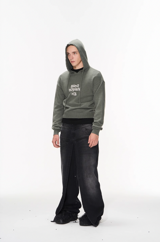 BLIND NO PLAN Basic LOGO Knit Hoodie