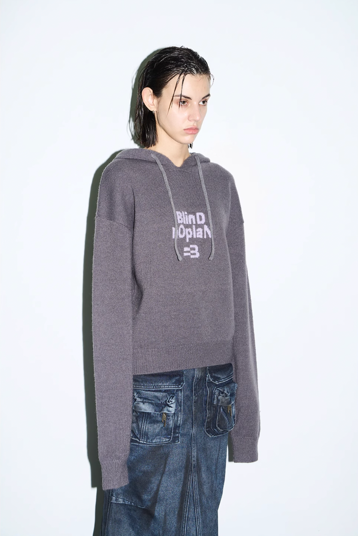 BLIND NO PLAN Basic LOGO Knit Hoodie