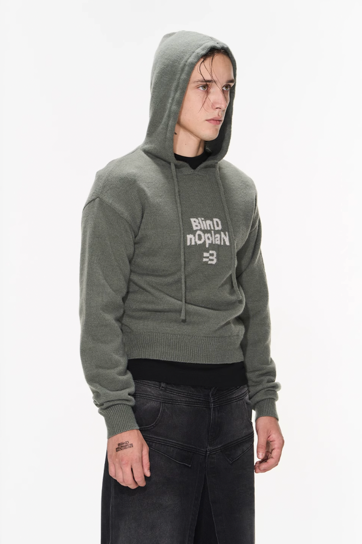 BLIND NO PLAN Basic LOGO Knit Hoodie