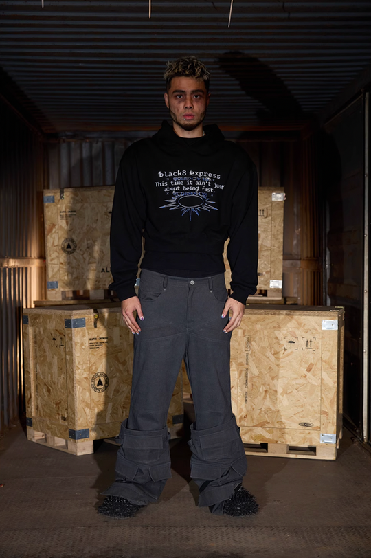 BLIND NO PLAN x BLACK8 Direct Print Short Hoodie