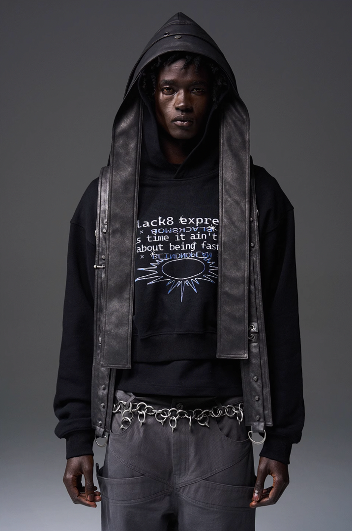 BLIND NO PLAN x BLACK8 Direct Print Short Hoodie