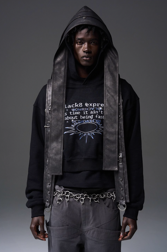 BLIND NO PLAN x BLACK8 Direct Print Short Hoodie