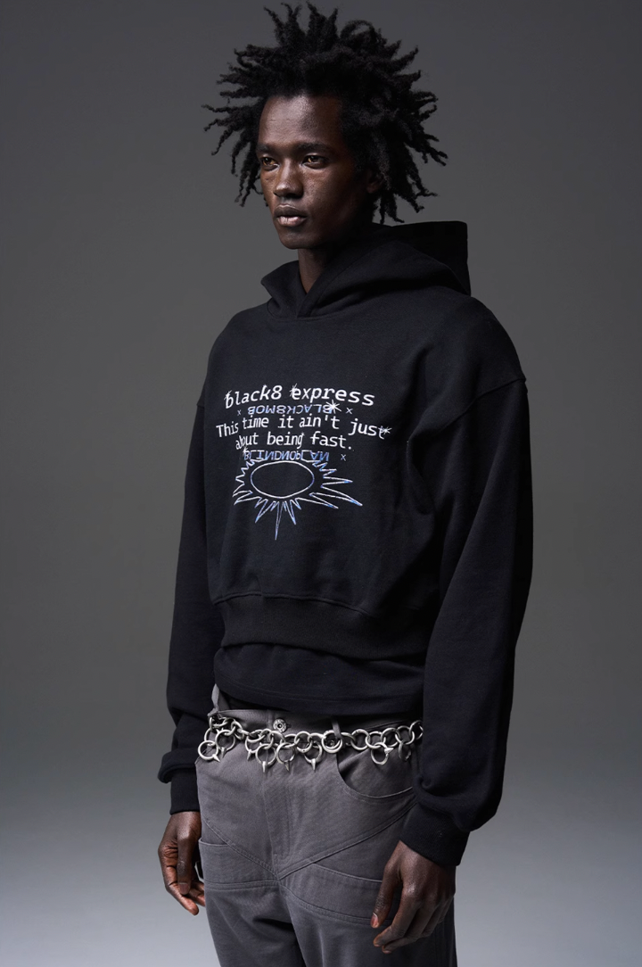 BLIND NO PLAN x BLACK8 Direct Print Short Hoodie