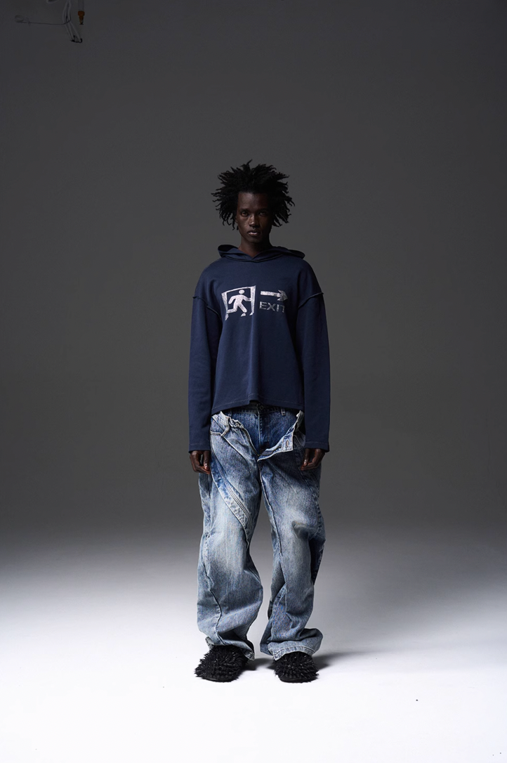 BLIND NO PLAN EMERGENCY EXIT Rhinestones Logo Hoodie