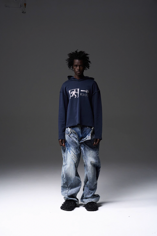 BLIND NO PLAN EMERGENCY EXIT Rhinestones Logo Hoodie