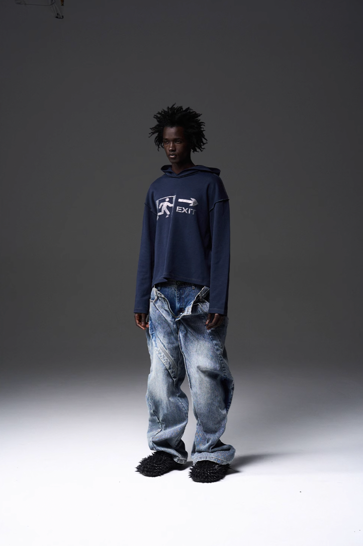 BLIND NO PLAN EMERGENCY EXIT Rhinestones Logo Hoodie