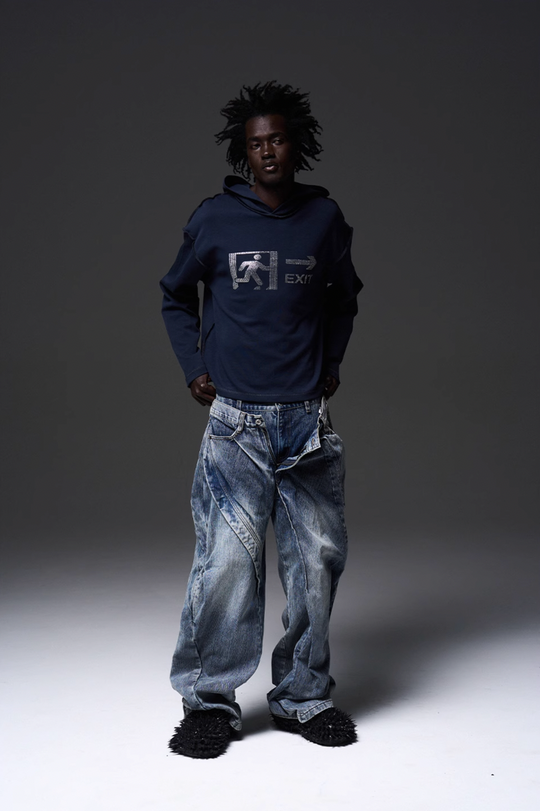 BLIND NO PLAN EMERGENCY EXIT Rhinestones Logo Hoodie